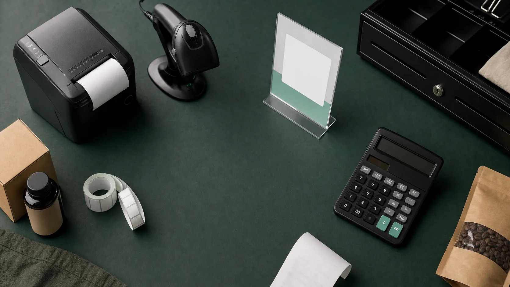 Merchant tools arranged on an operations desk